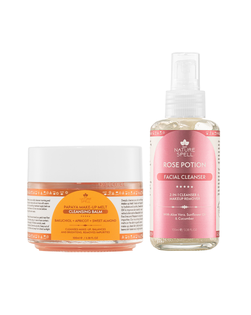Double Cleansing Duo: Papaya Make-up Melt Cleansing Balm & Rose Aloe Vera Facial Cleanser