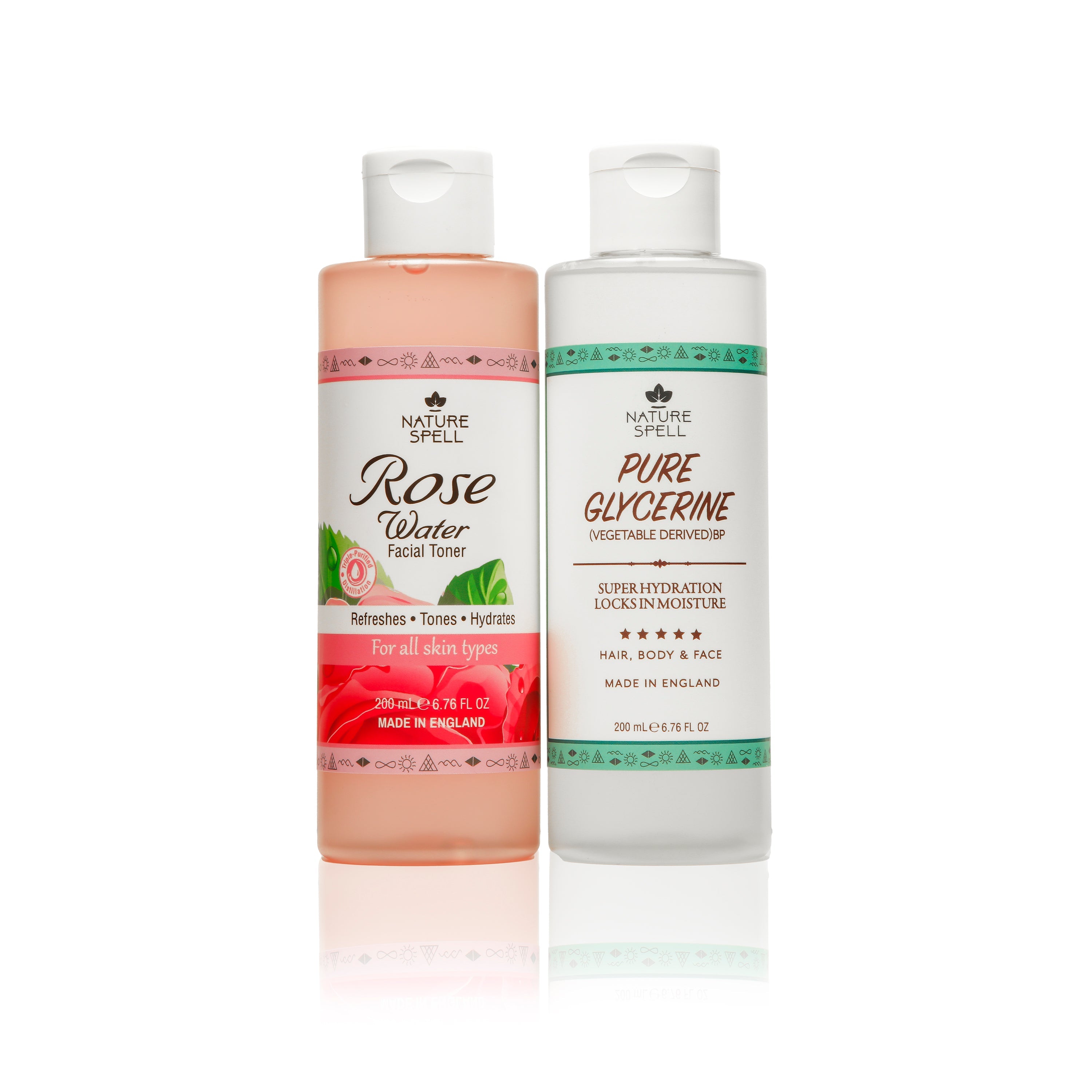 Glass Skin Duo: Rose Water Toner & 100% Pure Glycerine – Nature Spell USA