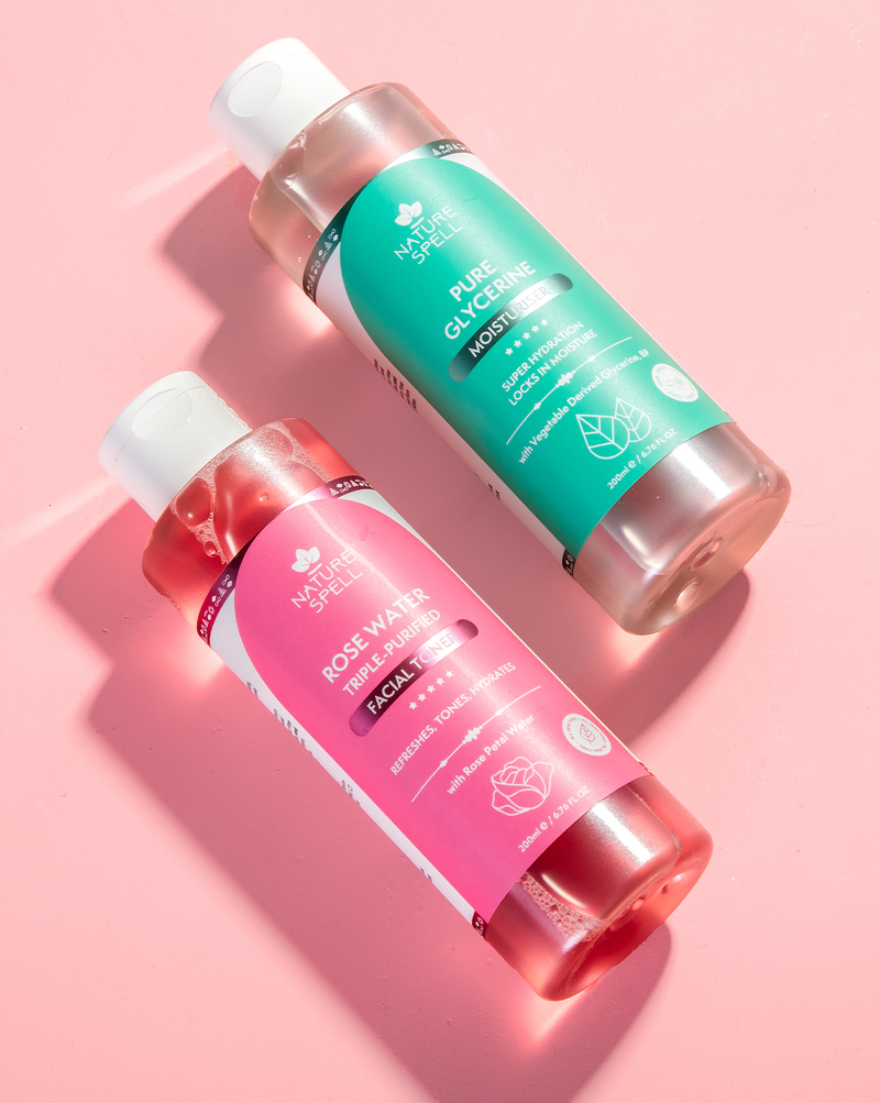Glass Skin Duo: Rose Water Toner & 100% Pure Glycerine