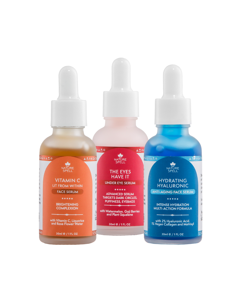 Supreme Serum Skincare Trio: Vitamin C Brightening Serum, Hyaluronic Acid Hydration Serum & Dark Circle Corrector Under Eye Serum